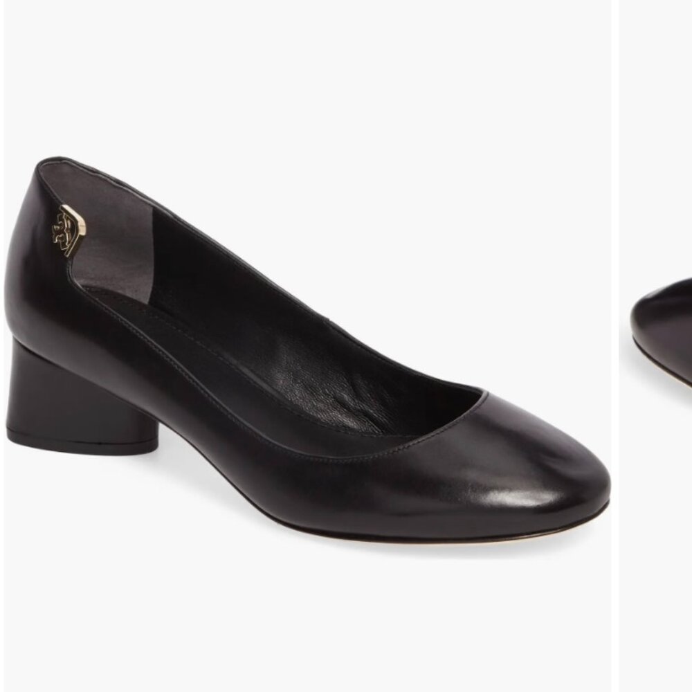 Tory Burch Elizabeth black leather block heel pump - Size 9.5